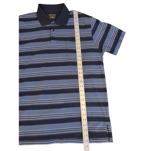 St. John's Bay Men's Polo Striped Navy Blue 3 Button 100% Cotton Size L - Picture 4 of 6